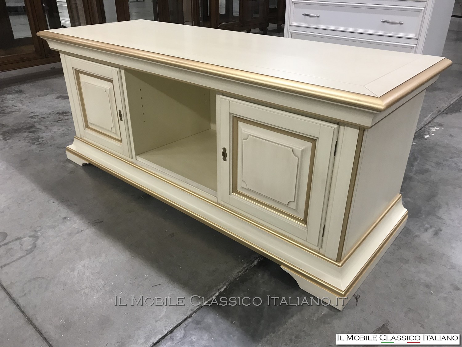 porta tv foglia oro classico